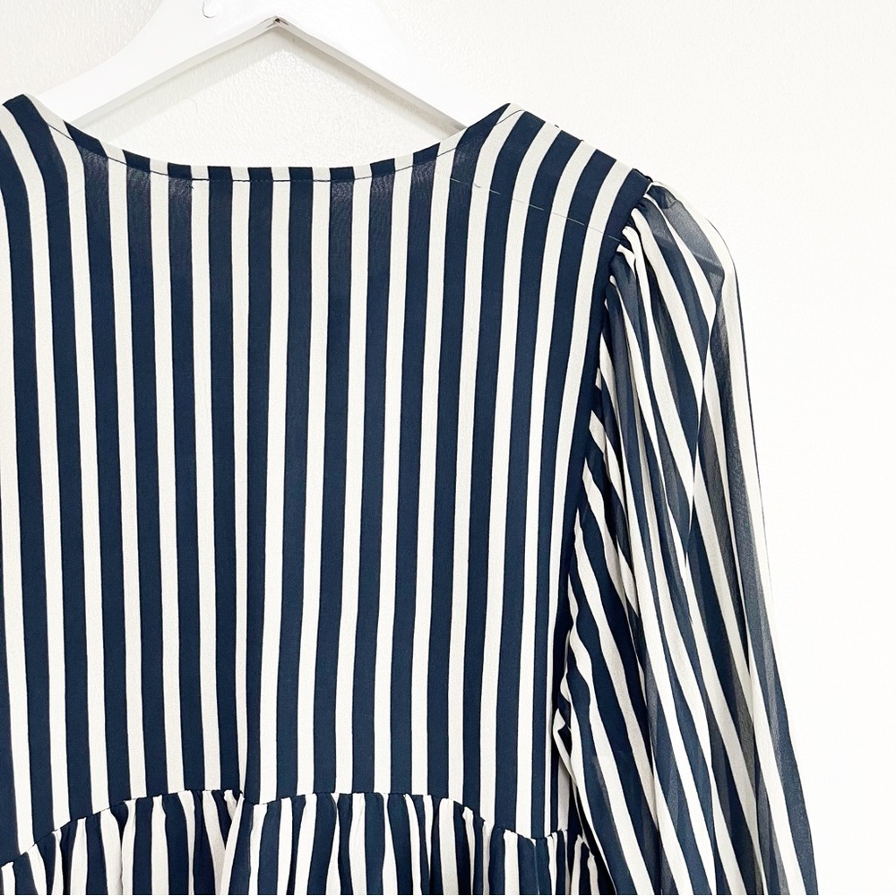 FIGUE Sequined Silk Mini Tunic Dress Blue Stripe Size Medium - Picture 8 of 11